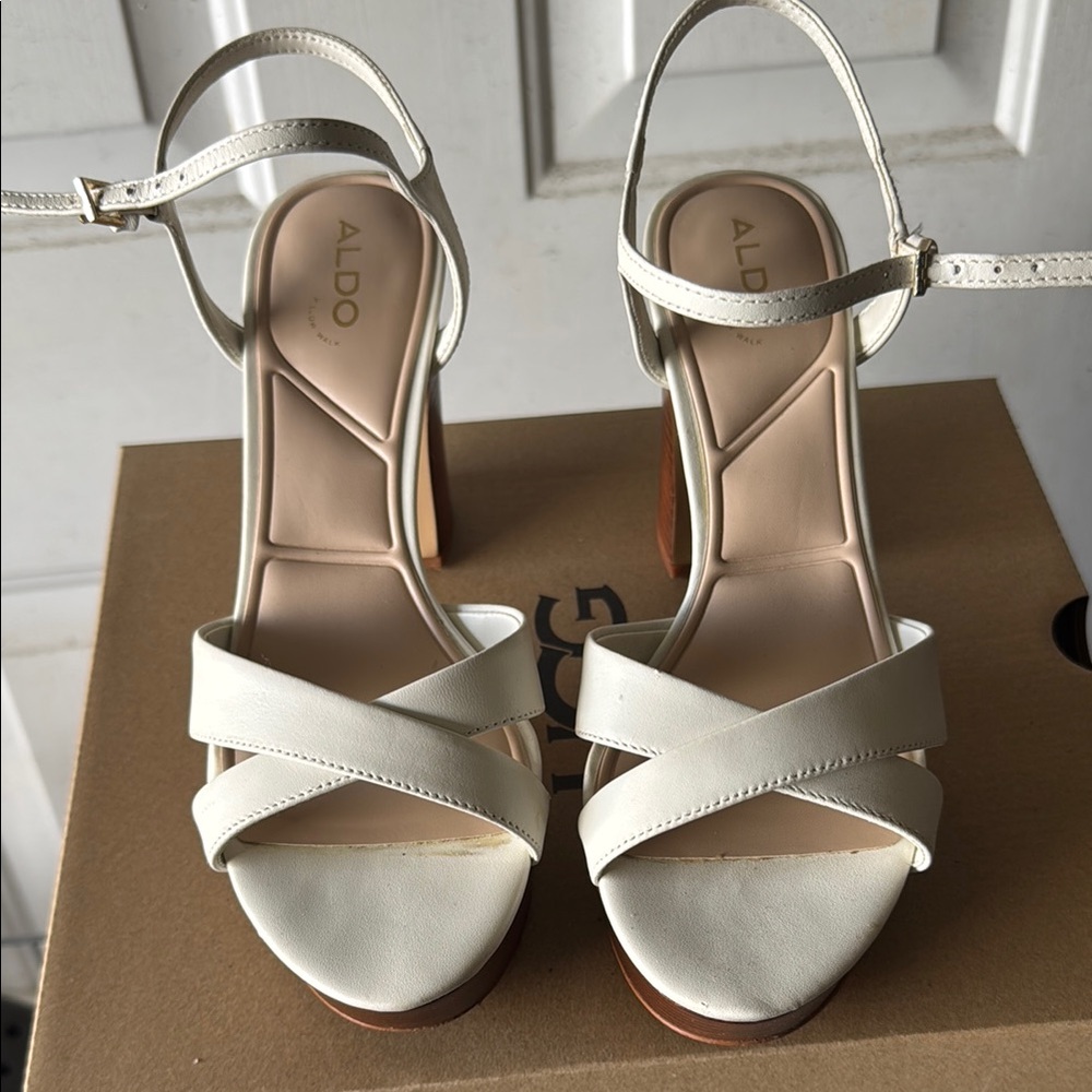 ALDO Women's White Strappy Heels